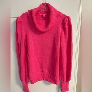 Lilly Pulitzer Courtland bright pink puff sleeve sweater Size M